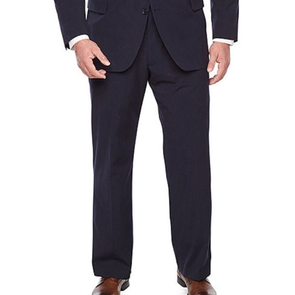 JF J. Ferrar Navy Suit 46L Blazer 41 Waist - Picture 2 of 8